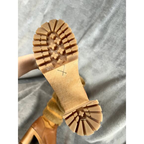 Swedish Hasbeens Romanian Knee Boot Womens 6.5 Fur Leather Hippie Retro - Picture 9 of 10